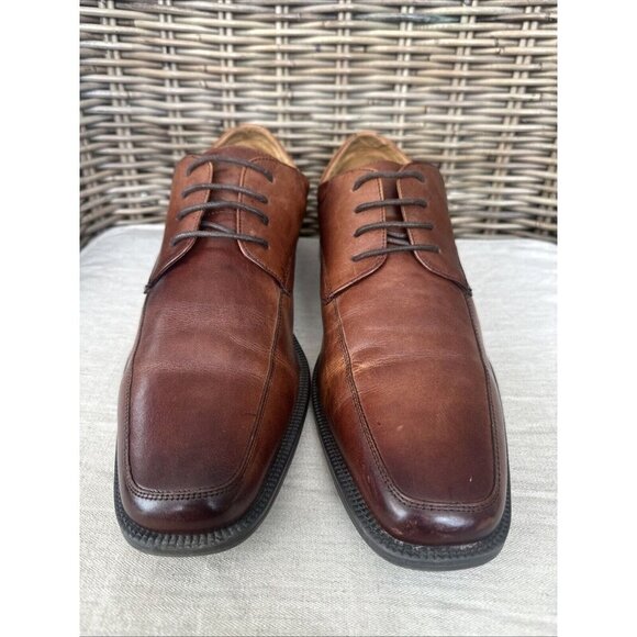 Florsheim Men's Size 10.5 D Forum Moc Toe Oxford Cognac Brown Lace Up - Picture 4 of 10